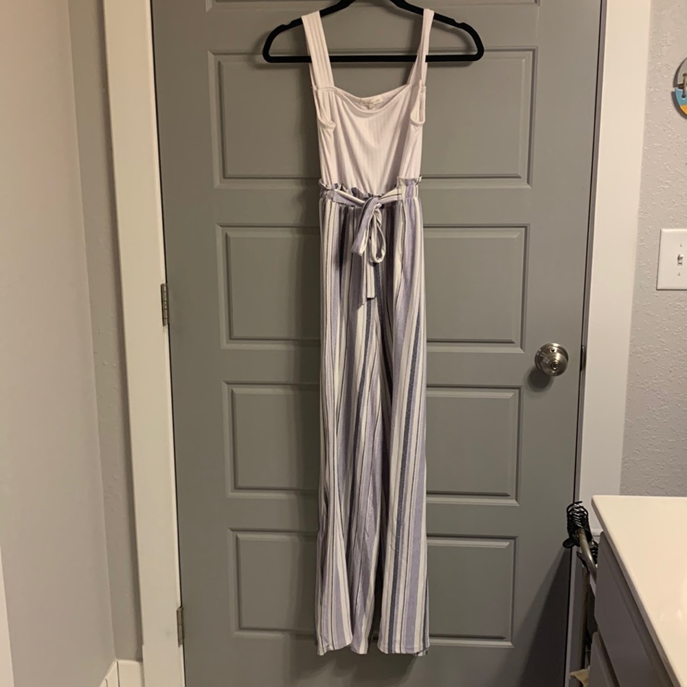 Summer jumpsuit with tie around waist